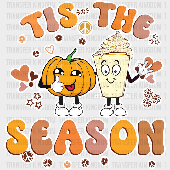 Tis The Season Pumpkin And Drink - Fall Dtf Transfer Unisex S & M (10’’) / Light Color Design