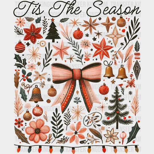 Tis The Season Ribbon Design - Christmas Dtf Transfer