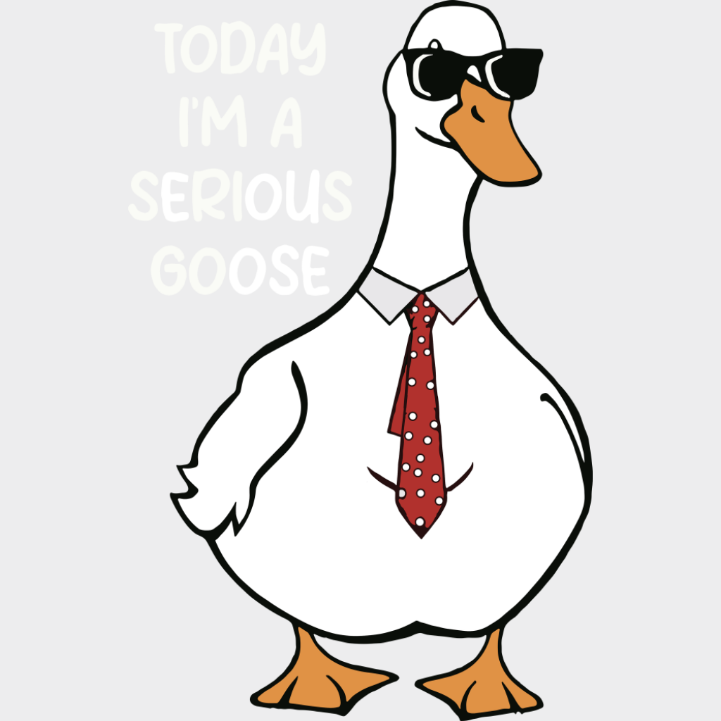 Today I’m A Serious Goose - Funny DTF Transfer Adult Unisex - S & M (10’’) / Light Color Design (See Imaging)