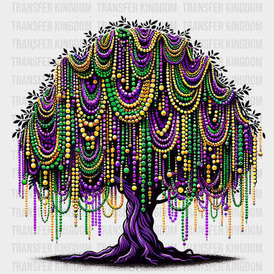 Tree With Beads - Mardi Gras DTF Transfers Adult Unisex - S & M (10’’) / Dark Color Design (See Imaging)