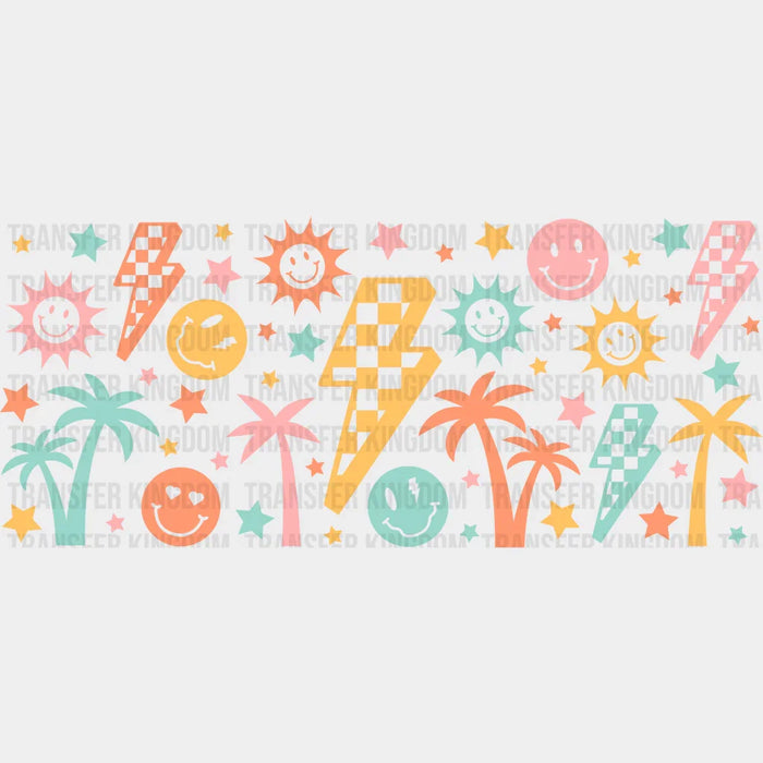 Trees And Smileys - Summer Cup Wrap UV Sticker Permanent UV DTF Decal