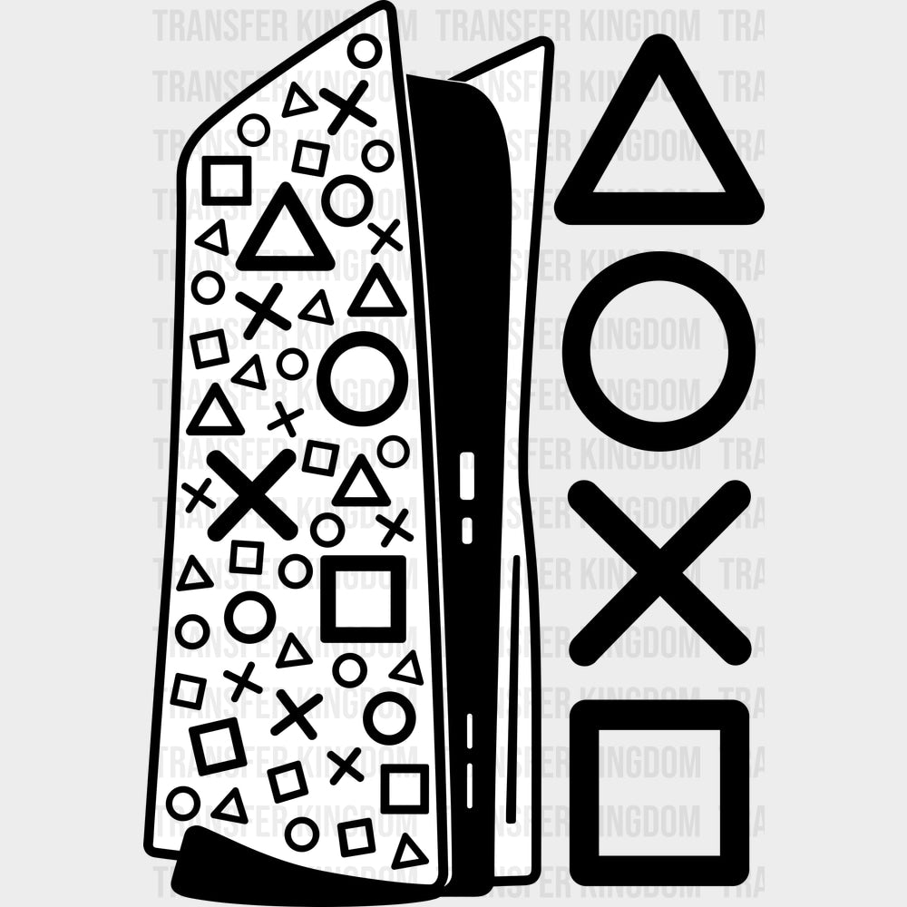 Triangle Circle Cross Square - Video Games DTF Transfers - Adult Unisex - S & M (10’’) / Dark Color Design (See Imaging)