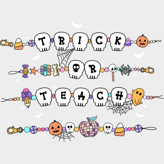 Trick Or Teach - Halloween DTF Transfer Adult Unisex - S & M (10’’) / Light Color Design (See Imaging)