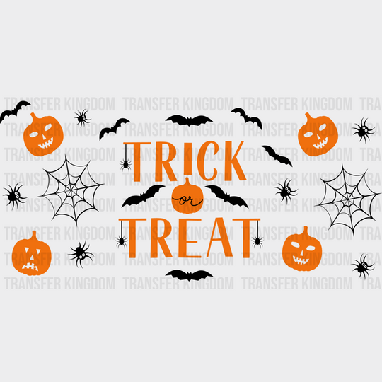 Trick Or Treat Orange Design - Halloween Cup Wrap Uv Sticker Permanent Dtf Decal