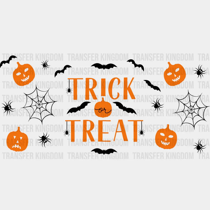 Trick Or Treat Orange Design - Halloween Cup Wrap UV Sticker Permanent UV DTF Decal