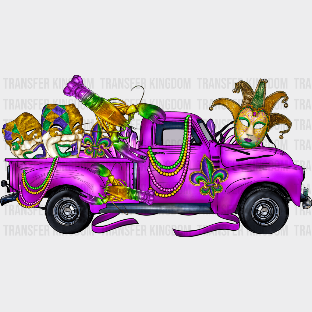 Truck Mardi Gras Design- Dtf Heat Transfer