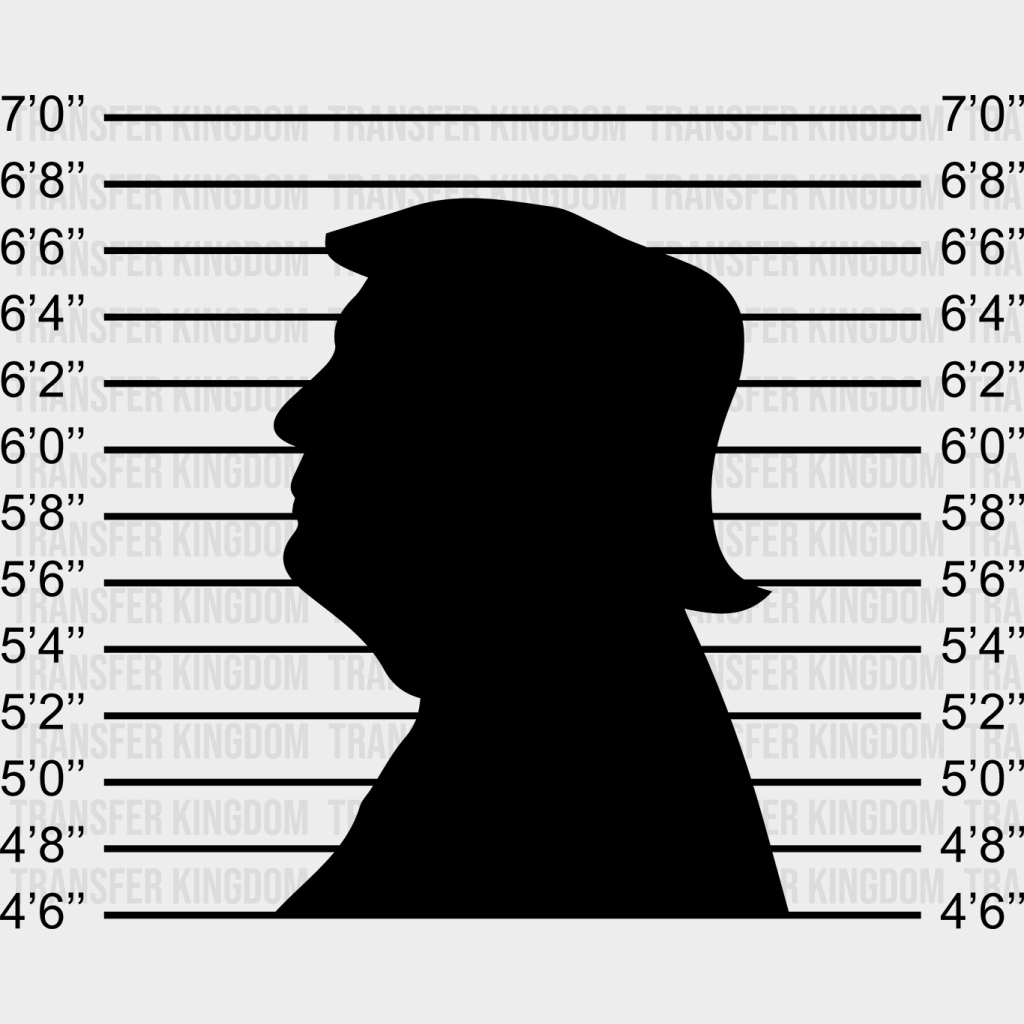 Trump Mug Shot Silhouette Election Dtf Transfer Unisex - S & M (10’) / Dark Color Design See Imaging