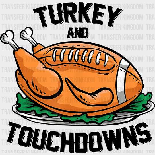 Turkey And Touchdowns - Thanksgiving Dtf Transfer Unisex S & M (10’’) / Dark Color Design See