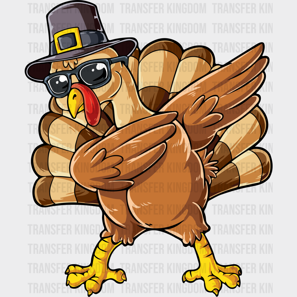 Turkey Dabbing - Thanksgiving Dtf Transfer Unisex S & M (10’’) / Dark Color Design See Imaging