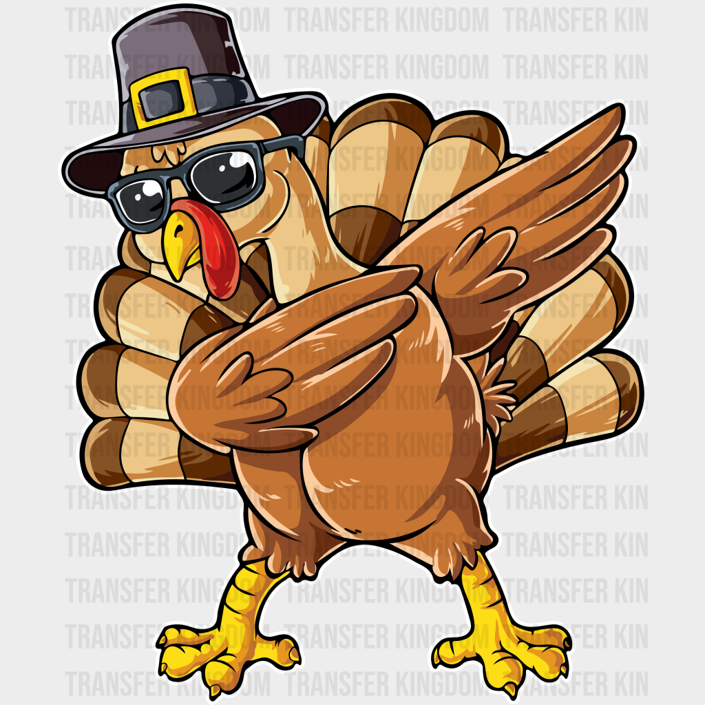 Turkey Dabbing - Thanksgiving Dtf Transfer Unisex S & M (10’’) / Light Color Design See Imaging