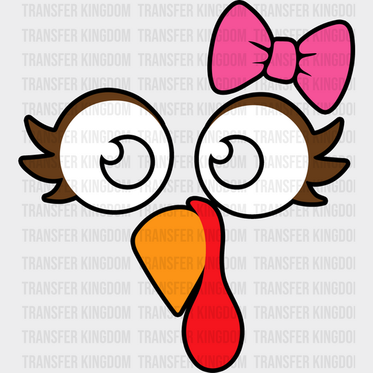 Turkey Pink Ribbon Cute Design - Thanksgiving Dtf Transfer Unisex S & M (10’’) / Dark Color See