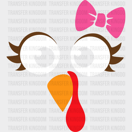 Turkey Pink Ribbon Cute Design - Thanksgiving Dtf Transfer Unisex S & M (10’’) / Light Color