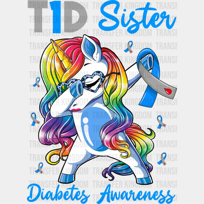 Type 1 Diabetes Sister Pony Design - Diabetes DTF heat transfer