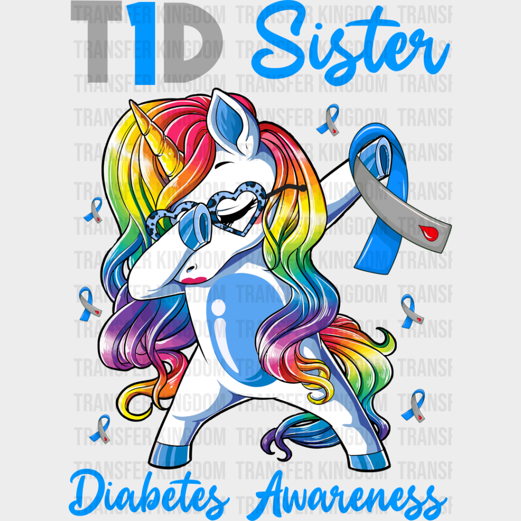 Type 1 Diabetes Sister Pony Design - Dtf Heat Transfer