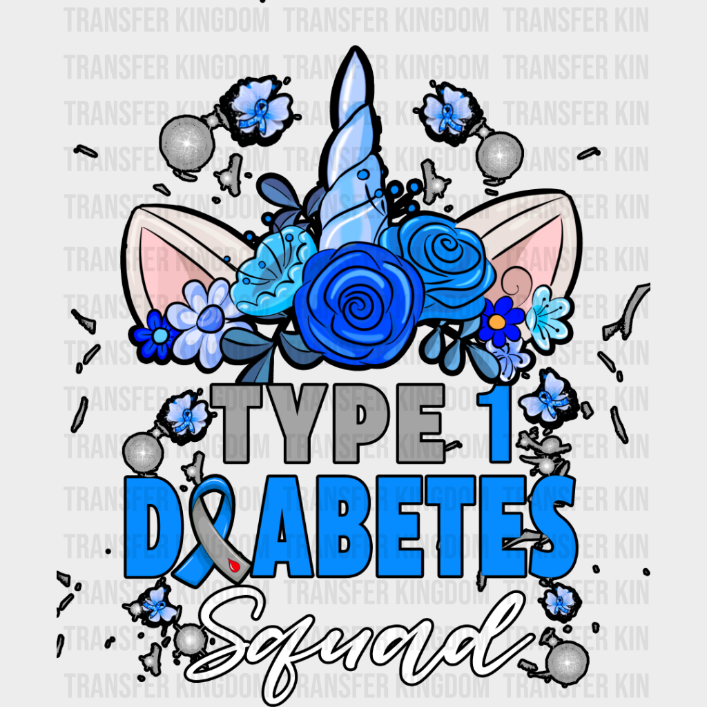 Type 1 Diabetes Squad - Dtf Heat Transfer Unisex S & M (10’’) / Dark Color Design See Imaging