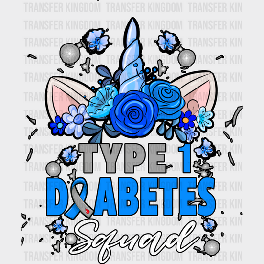 Type 1 Diabetes Squad - Dtf Heat Transfer Unisex S & M (10’’) / Dark Color Design See Imaging