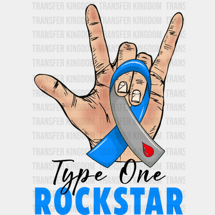 Type One Rockstar - Diabetes DTF heat transfer