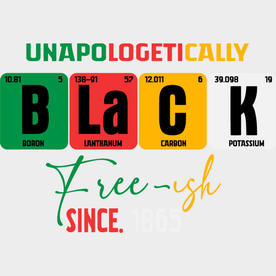 Unapologetically Black Freeish Since 1865 - Juneteenth DTF Transfer Adult Unisex - S & M (10’’) / Light Color Design