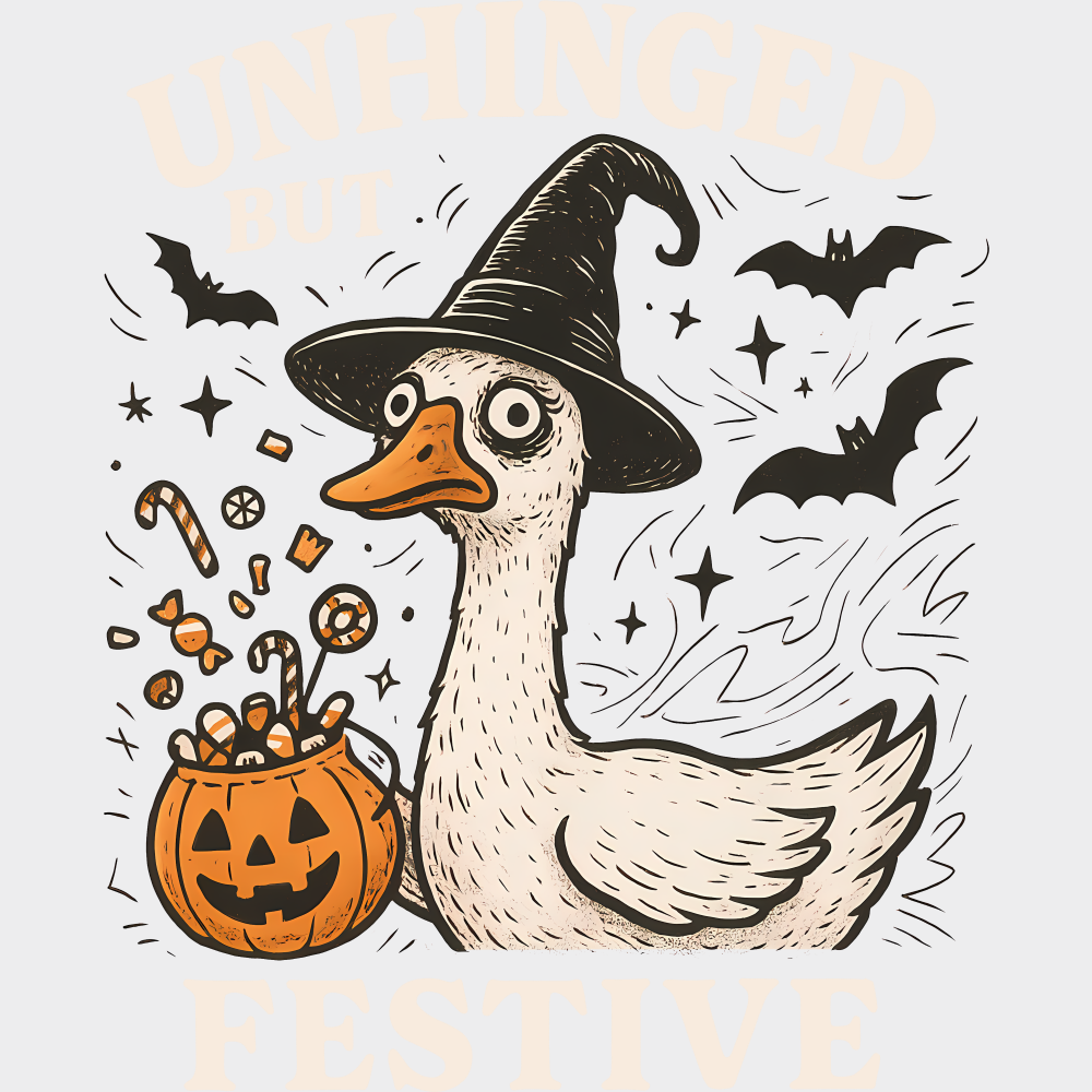 Unhinged But Festive Halloween DTF Transfer Adult Unisex S & M (10’’) / Light Color Design (See Imaging)