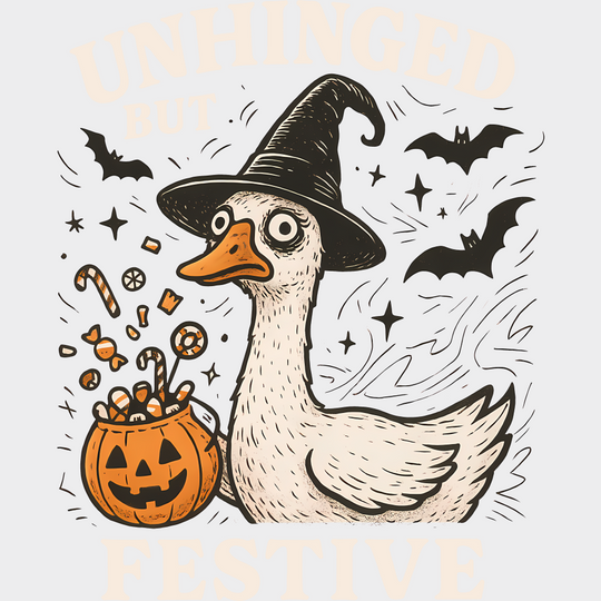 Unhinged But Festive Halloween DTF Transfer Adult Unisex S & M (10’’) / Light Color Design (See Imaging)