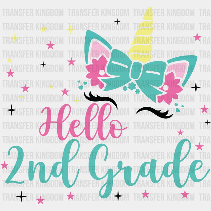Unicorn Hello 2nd Grade - Back To School DTF Transfer