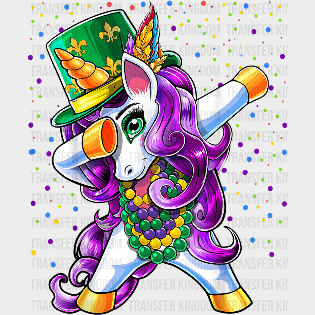 Unicorn Mardi Gras Design- Dtf Heat Transfer