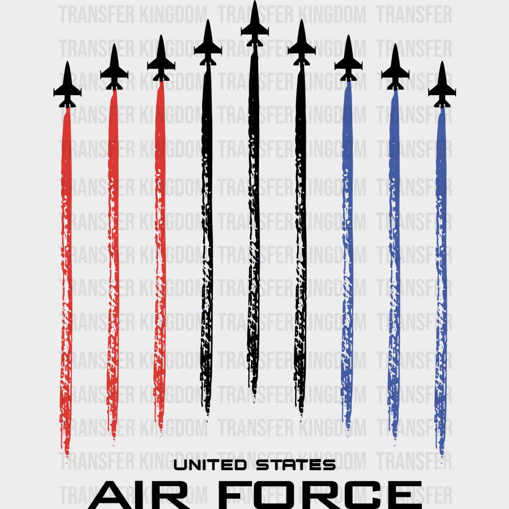 United States Air Force Jet Trails - Air Force DTF Transfers - Adult Unisex - S & M (10’’) / Dark Color Design (See
