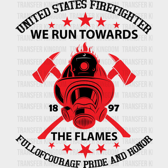 United States Firefighter - Fire Department DTF Transfers Adult Unisex - S & M (10’’) / Dark Color Design (See Imaging)