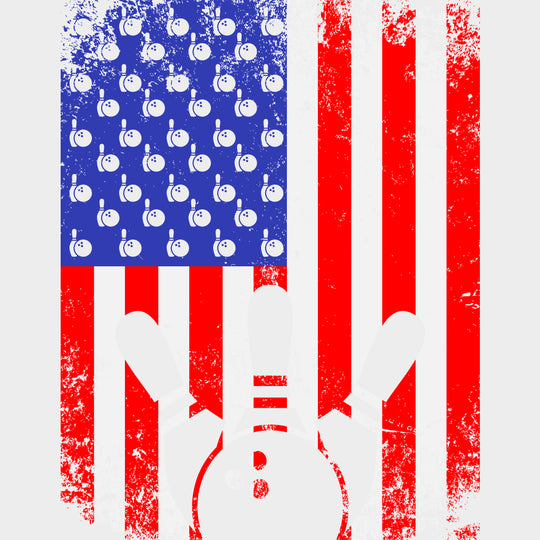 US Flag Bowling - Bowling DTF Transfers Adult Unisex - S & M (10’’) / Light Color Design (See Imaging)