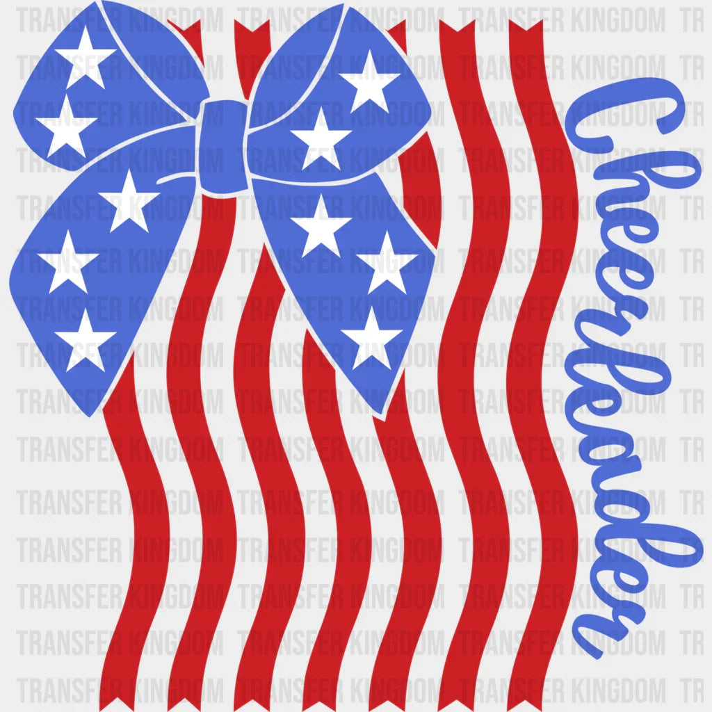 Cheeleader Ribbons USA Flag Cheerleader Ribbon Design - Cheerleader DTF Heat Transfer