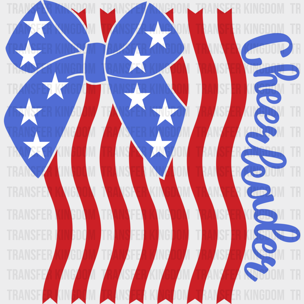 Us Flag Cheerleader Ribbon Design - Dtf Heat Transfer