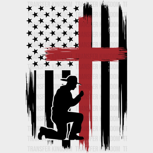 US Flag Cross - Fire Department DTF Transfers Adult Unisex - S & M (10’’) / Dark Color Design (See Imaging)