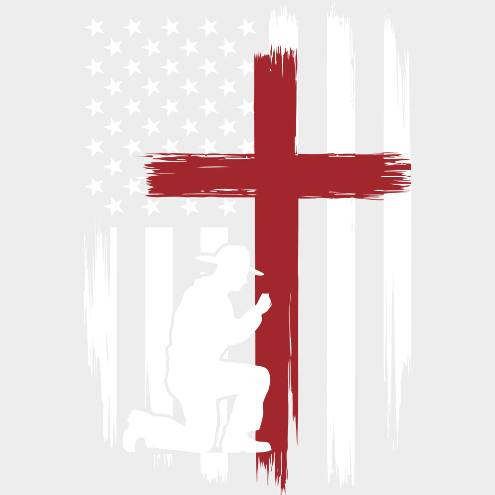 US Flag Cross - Fire Department DTF Transfers Adult Unisex - S & M (10’’) / Light Color Design (See Imaging)