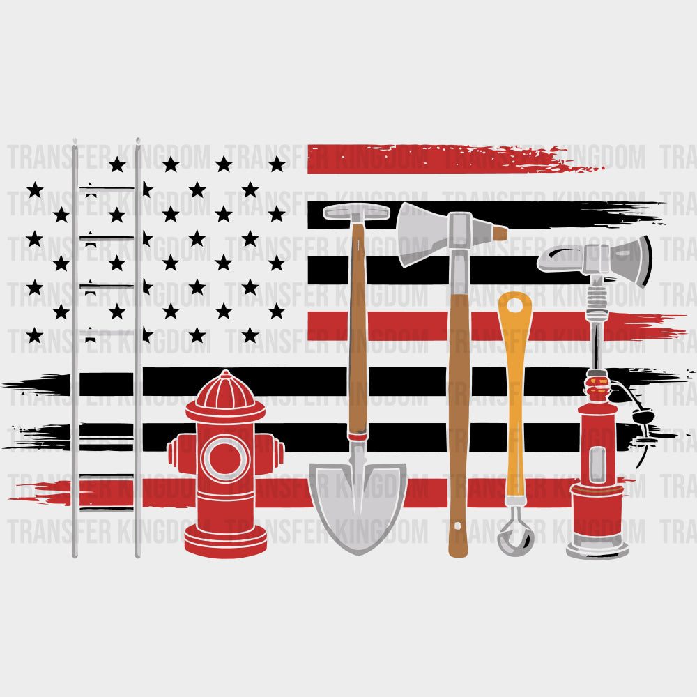 US Flag & Firefighter Items - Fire Department DTF Transfers Adult Unisex - S & M (10’’) / Dark Color Design (See