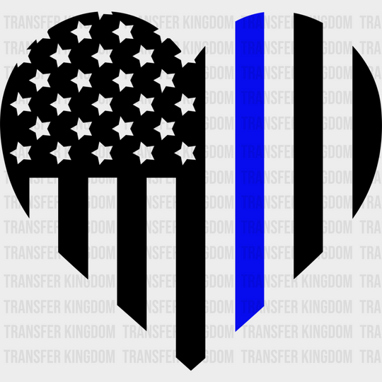 Us Flag Heart Design - Police Dtf Heat Transfer Unisex S & M (10’’) / Dark Color See Imaging