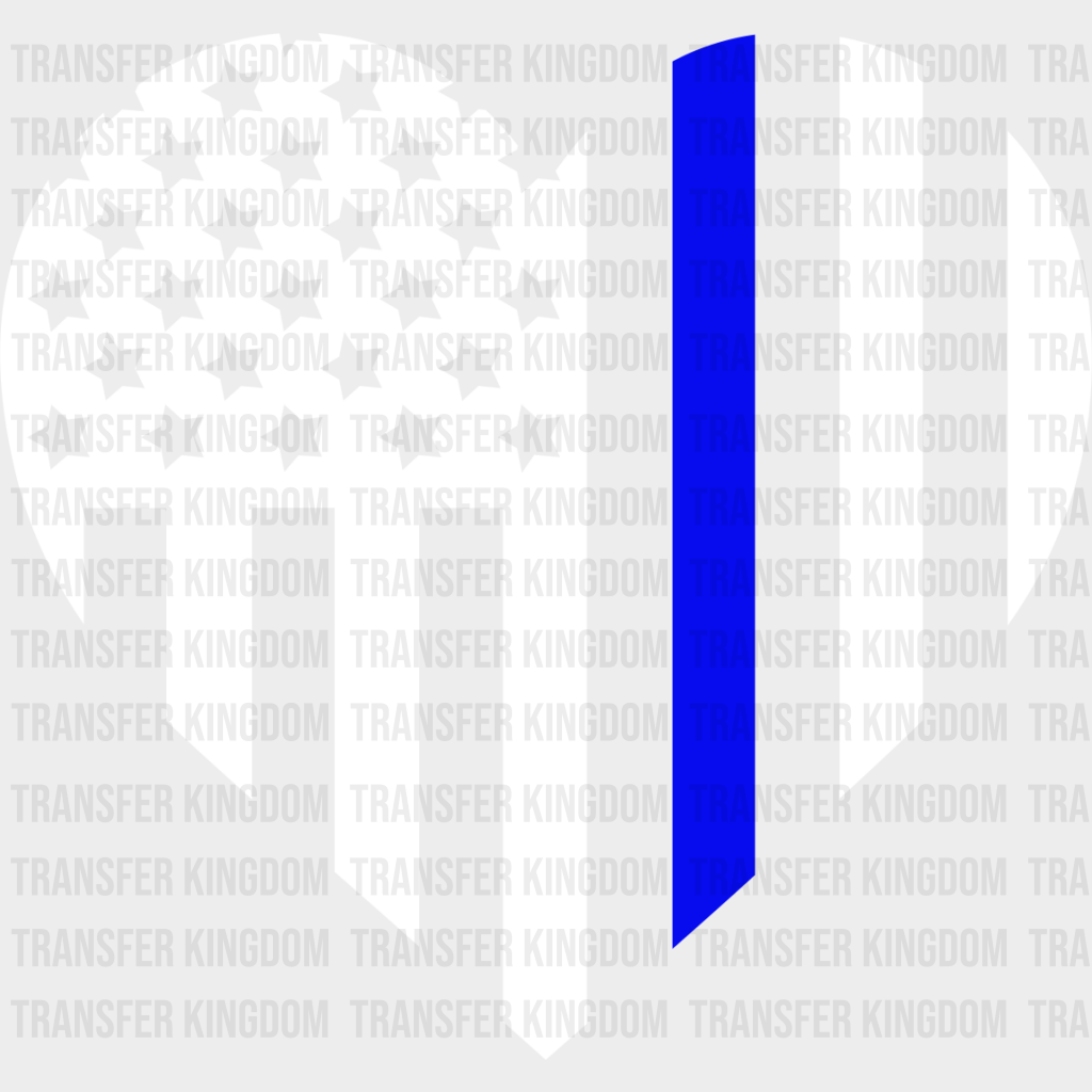 Us Flag Heart Design - Police Dtf Heat Transfer Unisex S & M (10’’) / Light Color See Imaging