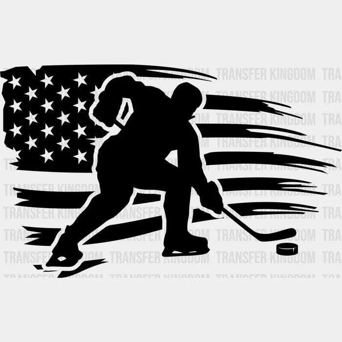 USA Flag Hockey Player Design - Hockey DTF Heat Transfer