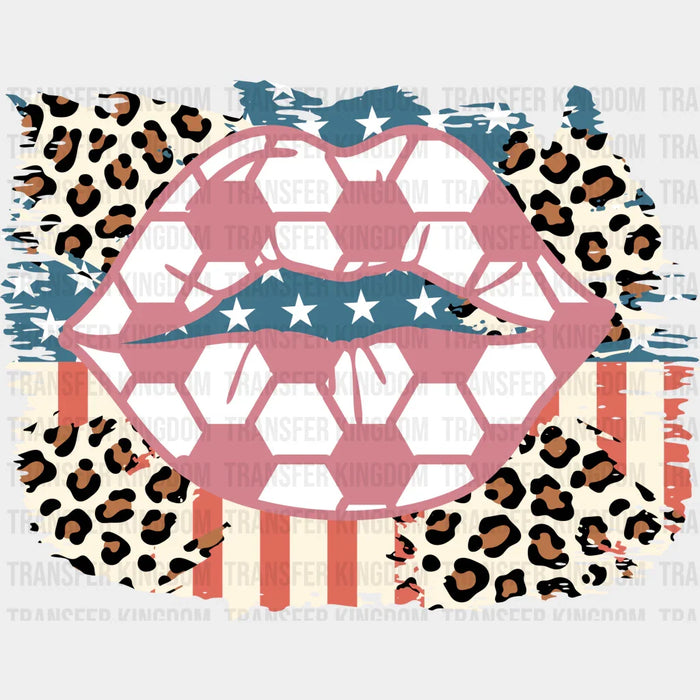 USA Flag Lips Design - Soccer DTF Heat Transfer