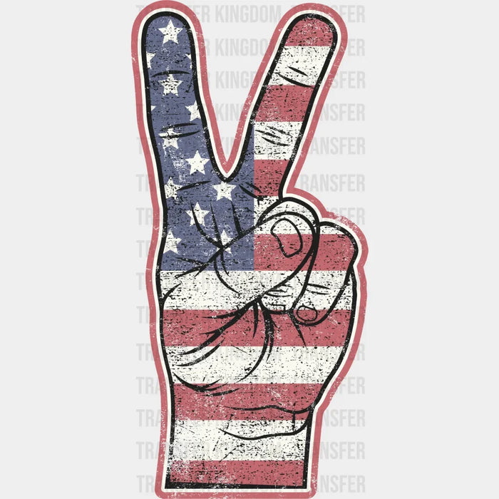 US Flag Peace Hand Sign DTF Transfer