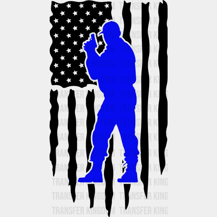 US Flag Police Silhouette - Police DTF Heat Transfer