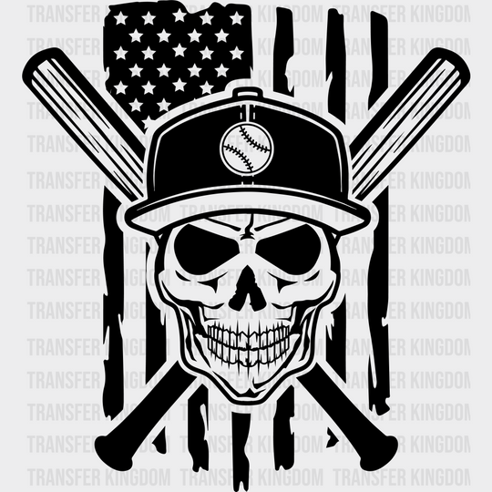 Us Flag Skull Design - Baseball Dtf Heat Transfer Unisex S & M (10’’) / Dark Color (See Imaging)