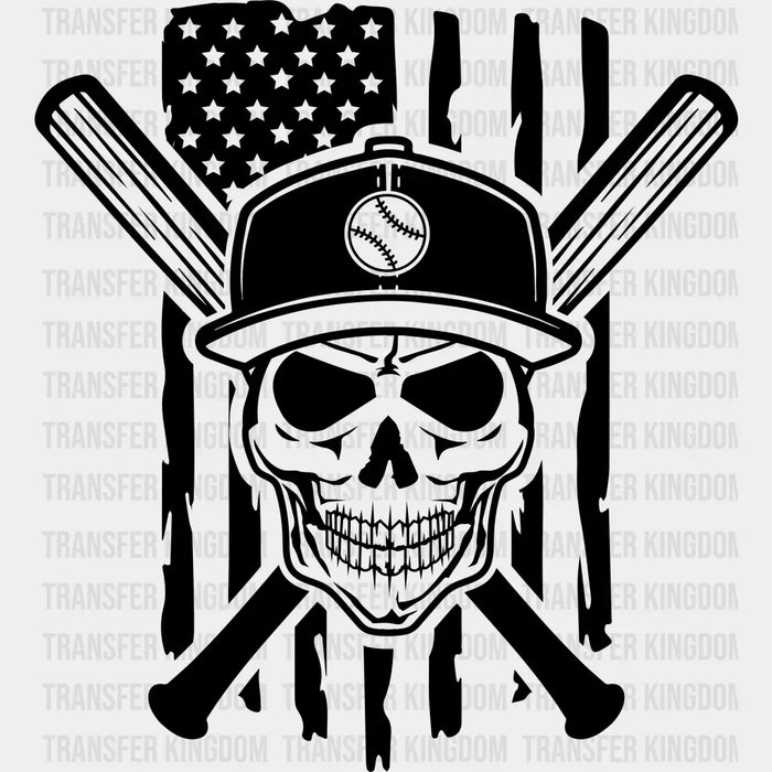US Flag Skull Design - Baseball DTF Heat Transfer