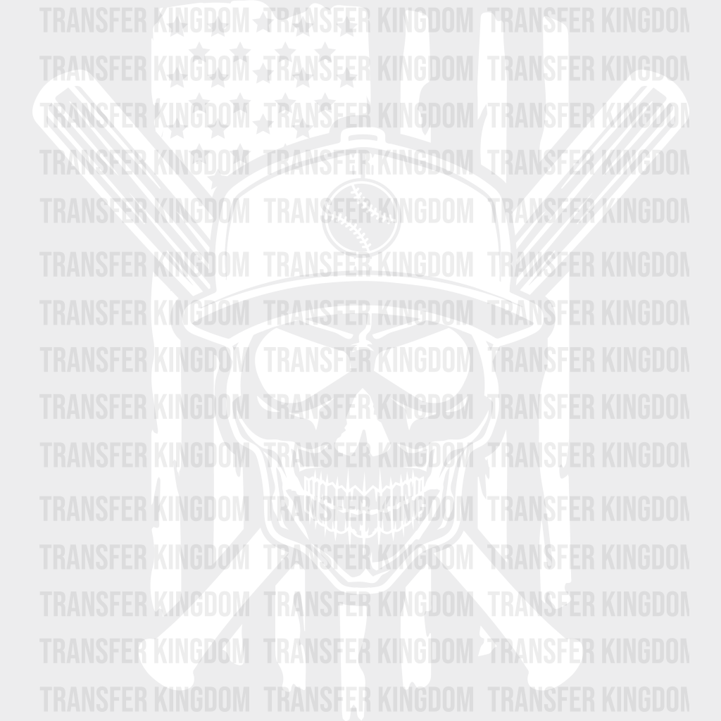 Us Flag Skull Design - Baseball Dtf Heat Transfer Unisex S & M (10’’) / Light Color (See Imaging)