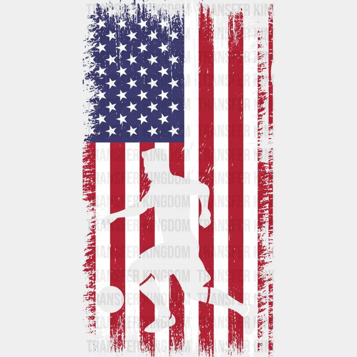 USA Flag Soccer Player Silhouette Design - Soccer DTF Heat Transfer