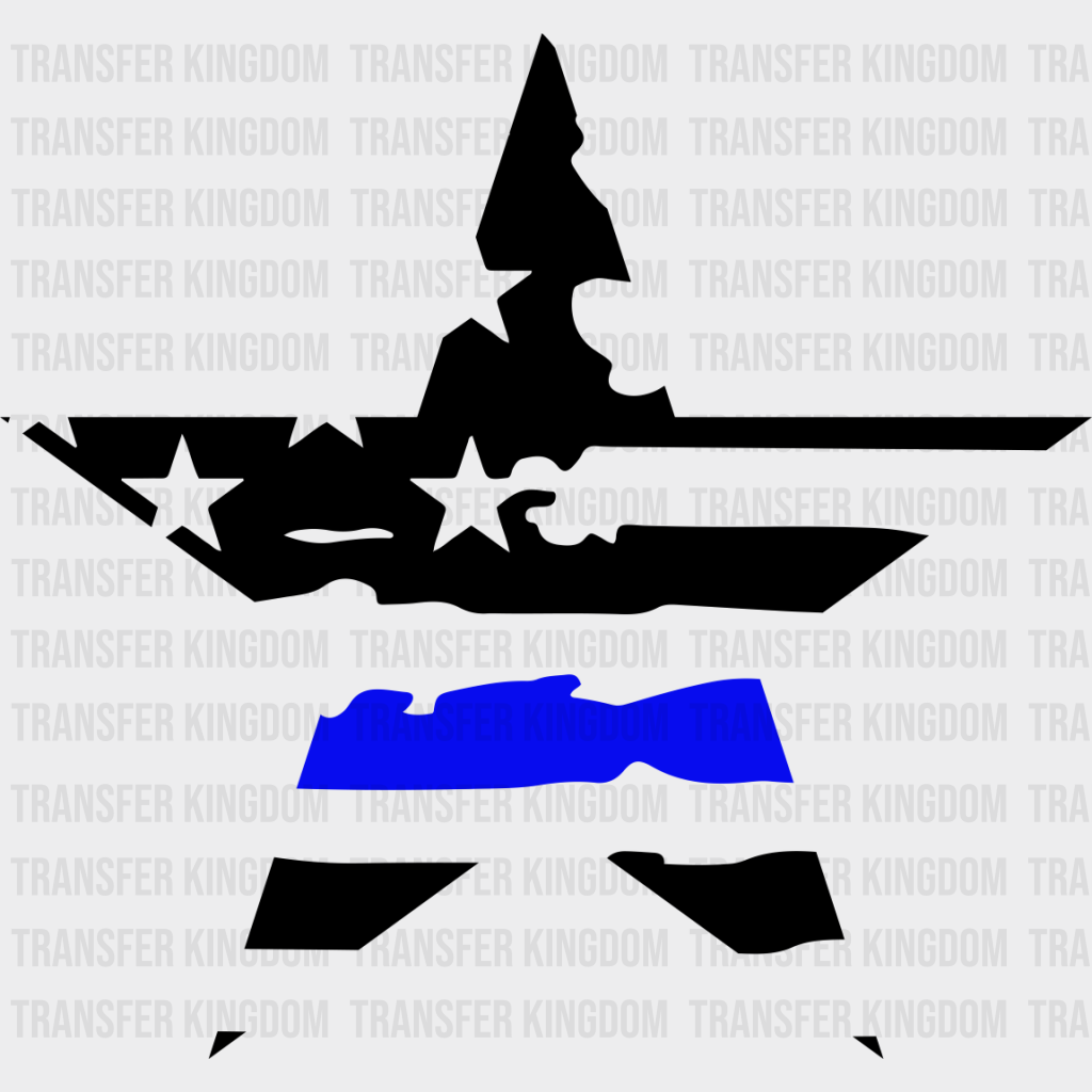 Us Flag Star Design - Police Dtf Heat Transfer Unisex S & M (10’’) / Dark Color See Imaging