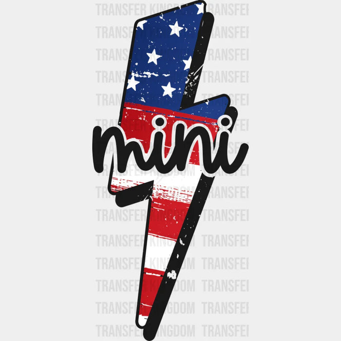 US Lightning Bolt Mini B&W - 4th Of July DTF Transfer