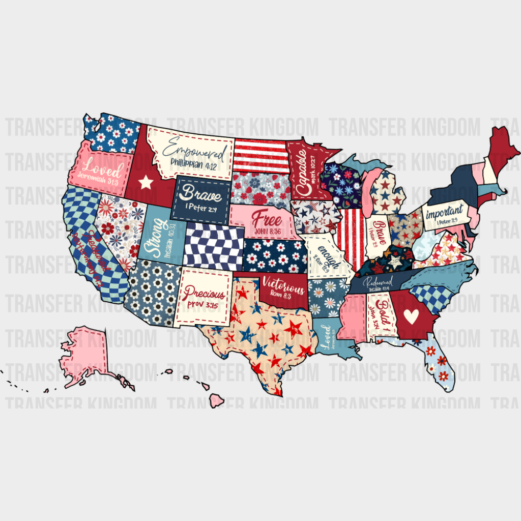 US Map Bible Quotes - 4th Of July DTF Transfer