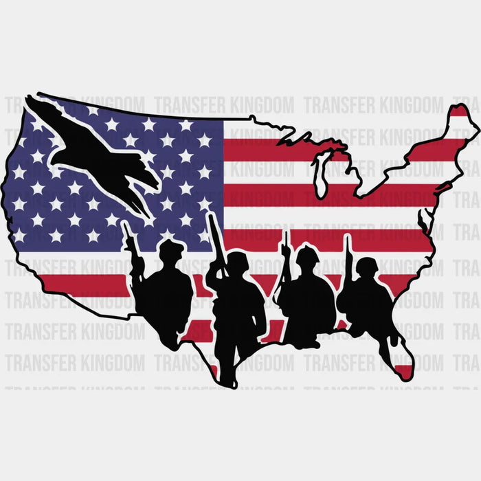 US Map Soldiers Silhouette - Military DTF Heat Transfer