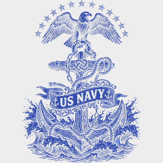 US Navy Four Colors - Navy DTF Transfers - Adult Unisex - S & M (10’’) / Blue Color Design (See Imaging)