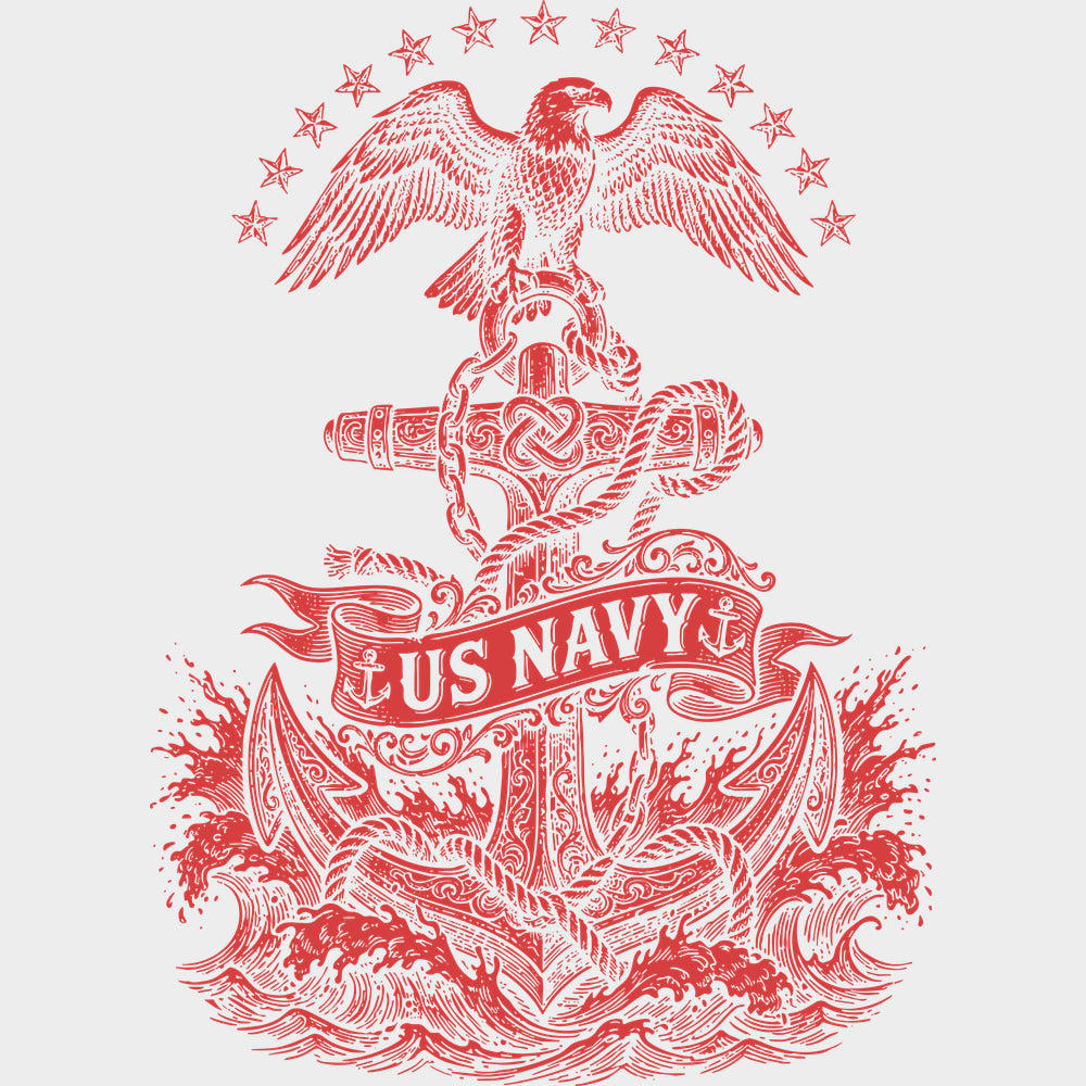 US Navy Four Colors - Navy DTF Transfers - Adult Unisex - S & M (10’’) / Red Color Design (See Imaging)